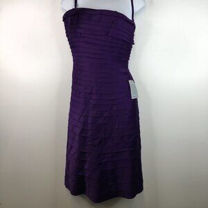 Adrianna Papell Boutique Purple Ruffles Lined Dress Size 12